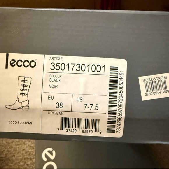 ECCO SULLIVAN BLACK LEATHER SIDE BUCKLE KNEE HIGH BOOTS - Picture 6 of 7